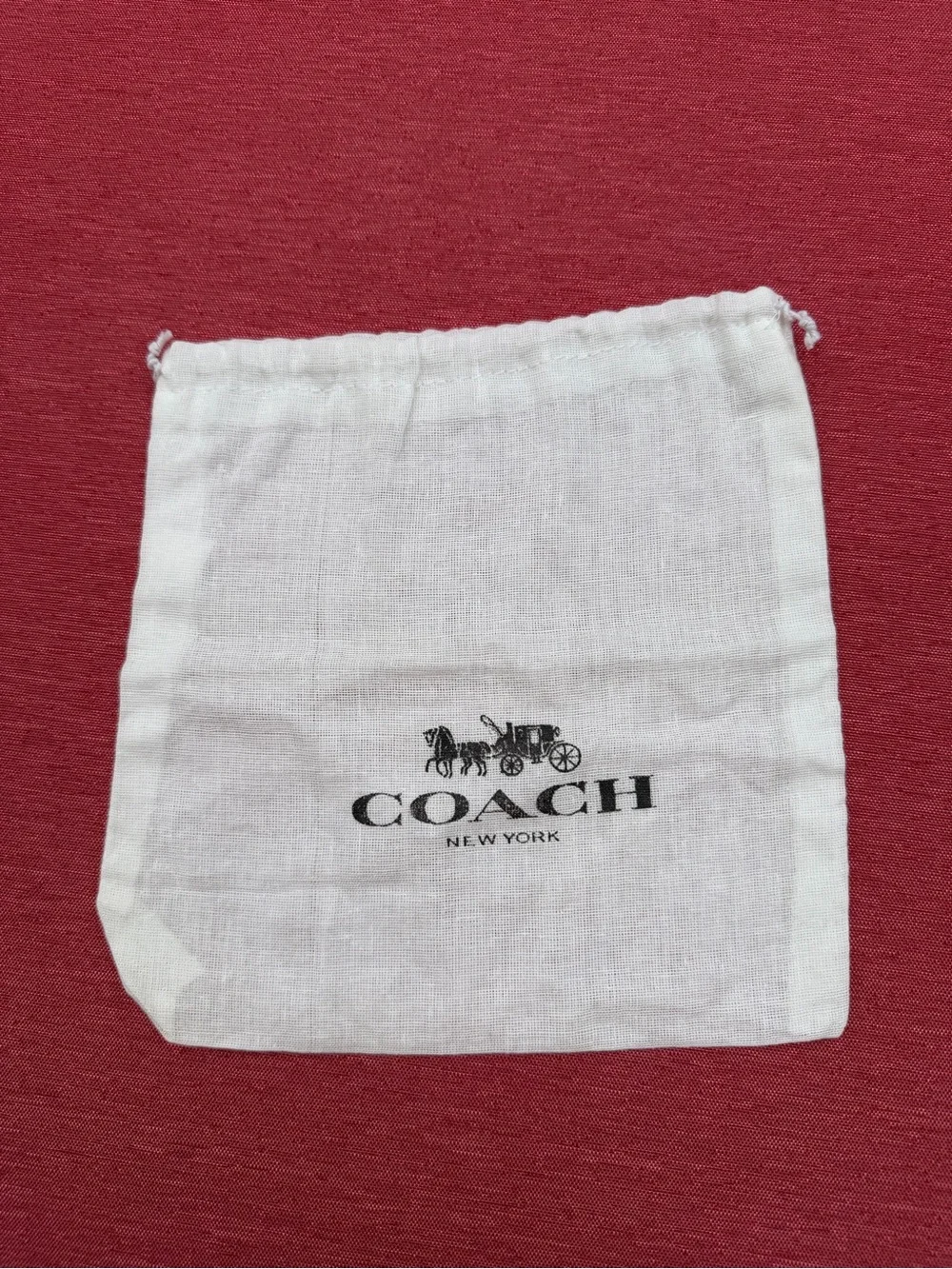 Coach White Linen Drawstring Logo Pouch